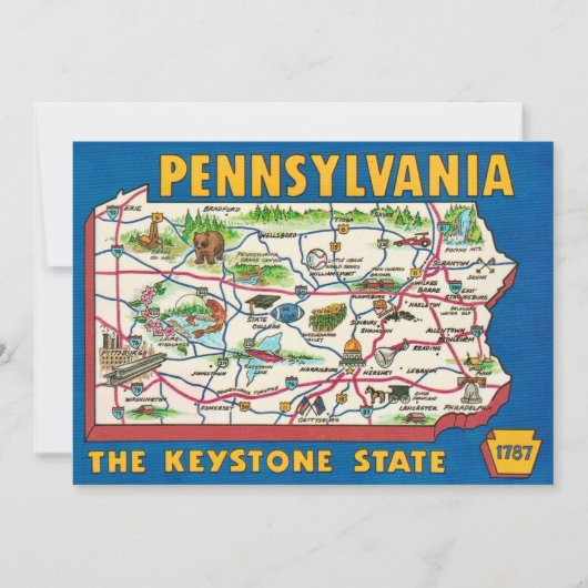 Pennsylvania 11x14 Map Jigsaw Puzzle Bedankkaart (Voorkant)