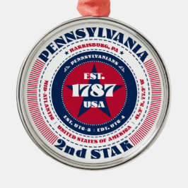 Pennsylvania 2e staat kerstversiering metalen ornament