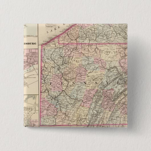 Pennsylvania 4 vierkante button 5,1 cm (Voorkant)