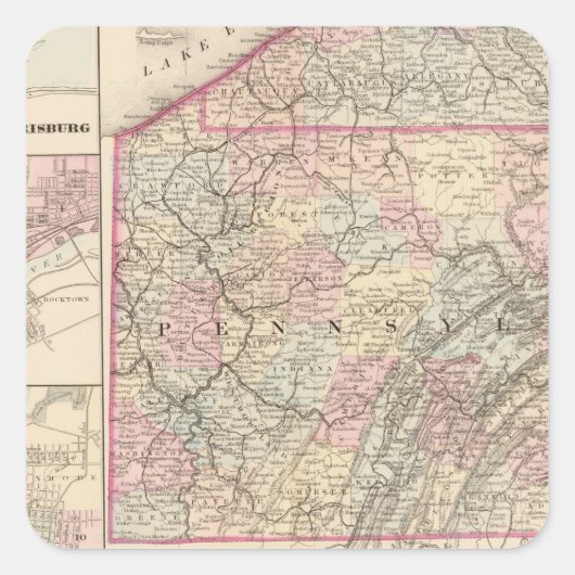 Pennsylvania 4 vierkante sticker (Voorkant)