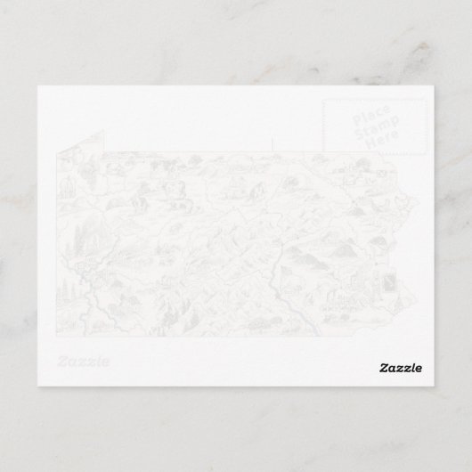 Pennsylvania  Afbeelding Map Antiek Briefkaart (Achterkant)