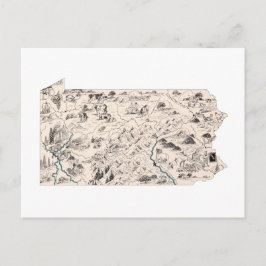 Pennsylvania  Afbeelding Map Antiek Briefkaart