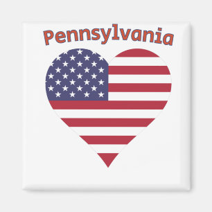 Pennsylvania American Flag Heart Magneet