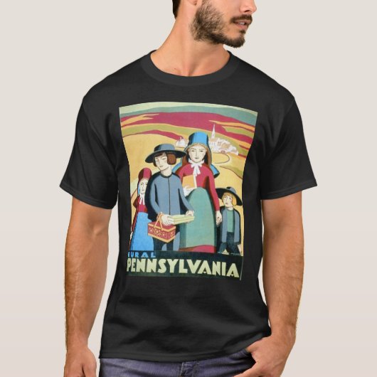 Pennsylvania Amish Travel Poster T-Shirt (Voorkant)