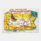Pennsylvania Ansichtkaart Kaart Theedoek (Horizontaal)