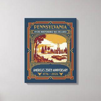 Pennsylvania Art Deco Amerika 250ste verjaardag Canvas Afdruk