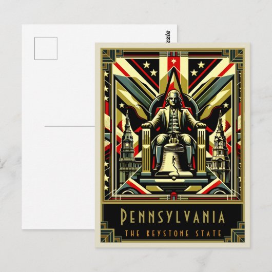 Pennsylvania | Art. Deco Briefkaart (Voorkant / Achterkant)