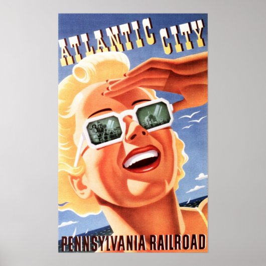 Pennsylvania ATLANTIC CITY Railroad Old Travel Poster (Voorkant)