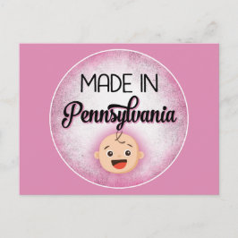 Pennsylvania Baby Funny Pink New Girl Briefkaart