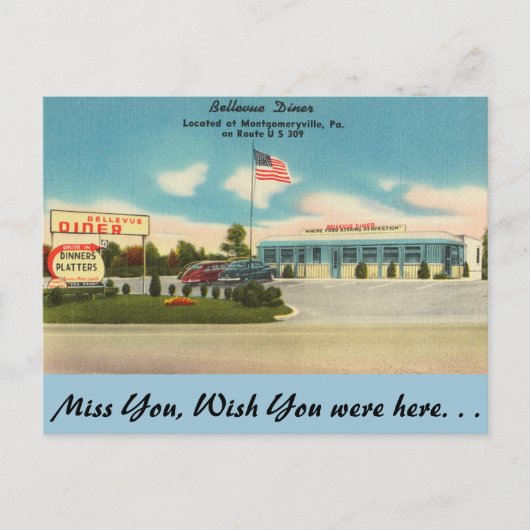 Pennsylvania, Bellevue Diner, Montgomeryville Briefkaart (Voorkant)