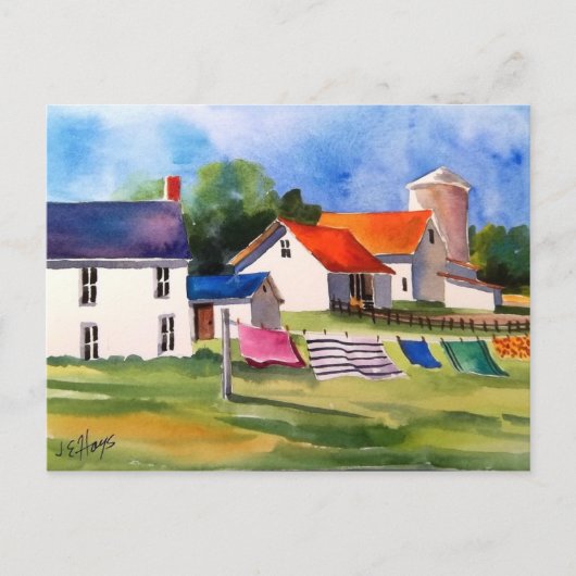 Pennsylvania Boerderij & Washline Briefkaart (Voorkant)