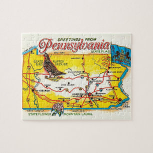 Pennsylvania Briefkaart Kaart Legpuzzel