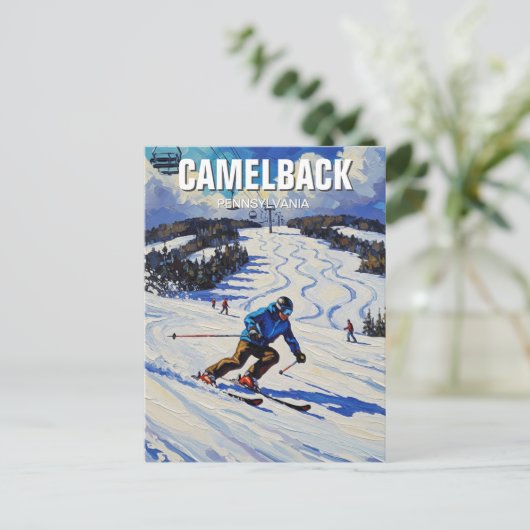 Pennsylvania Camelback Tannersville Skiën Briefkaart (Staand voorkant)