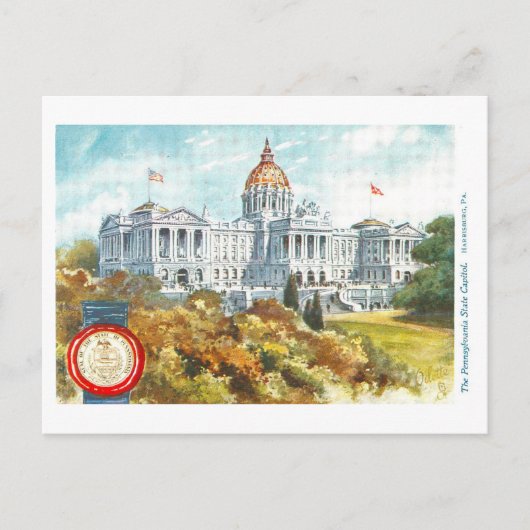  Pennsylvania Capitol met Seal Briefkaart (Voorkant)