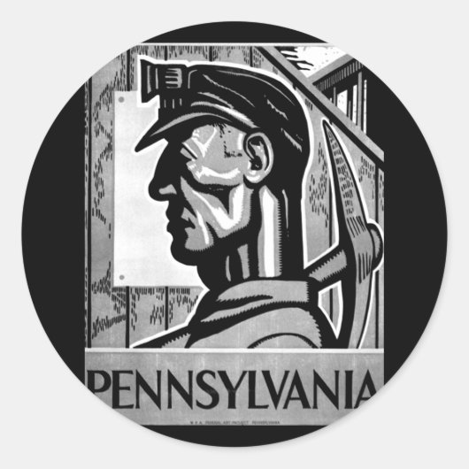 Pennsylvania Coal Poster WPA 1938 Ronde Sticker (Voorkant)