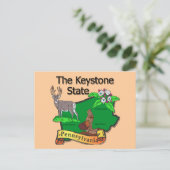 Pennsylvania De Keystone State Bird Deer Flower Briefkaart (Staand voorkant)