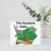 Pennsylvania De Keystone State Bird Deer Flower Briefkaart (Staand voorkant)