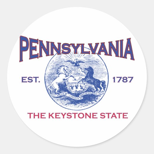 PENNSYLVANIA De Sleutelstaat Ronde Sticker (Voorkant)