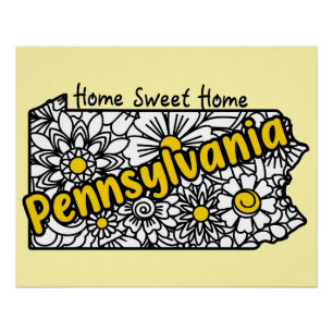 Pennsylvania Doodle Flowers Perfect Poster