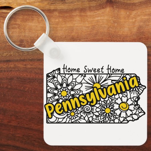 Pennsylvania Doodle Flowers Sleutelhanger (Voorkant)