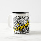 Pennsylvania Doodle Flowers Tweekleurige Koffiemok (Voorkant links)