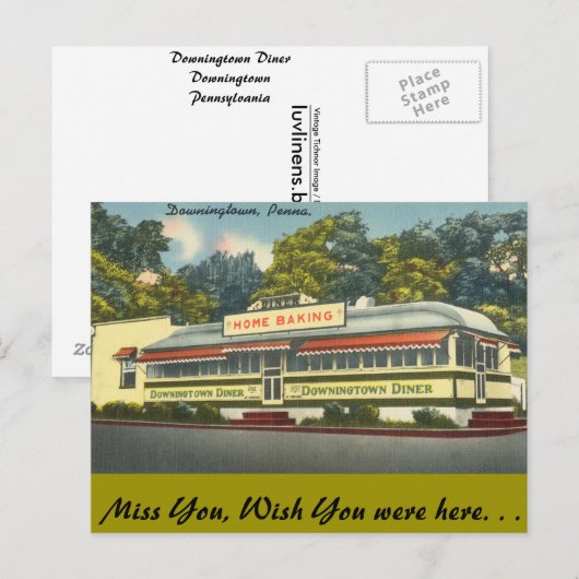 Pennsylvania, Downingtown Diner, Downingtown Briefkaart (Voorkant / Achterkant)