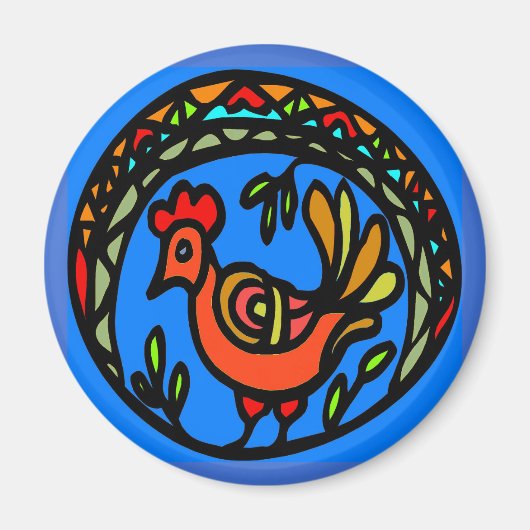 Pennsylvania Dutch Hex Red Rooster Magneet (Voorkant)
