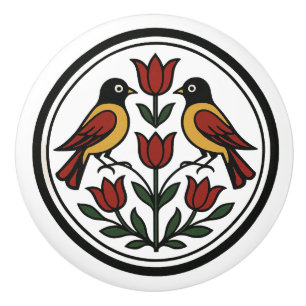 Pennsylvania Dutch Hex Sign Birds Keramische Knop