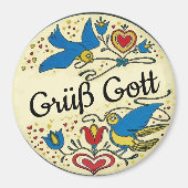 Pennsylvania Dutch Hex Sign Grüß Gott Magneet (Voorkant)