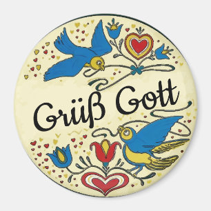 Pennsylvania Dutch Hex Sign Grüß Gott Magneet