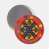 Pennsylvania Dutch Hex Sign Shamrock Star Magneet (Voorkant / Achterkant)