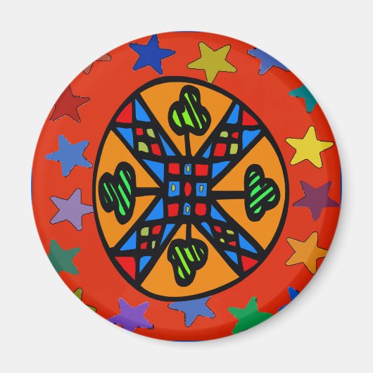 Pennsylvania Dutch Hex Sign Shamrock Star Magneet (Voorkant)