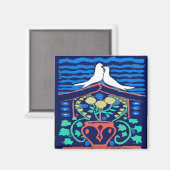 Pennsylvania Dutch, Tortelduifjes Hex Sign Magneet (Voorkant / Achterkant)