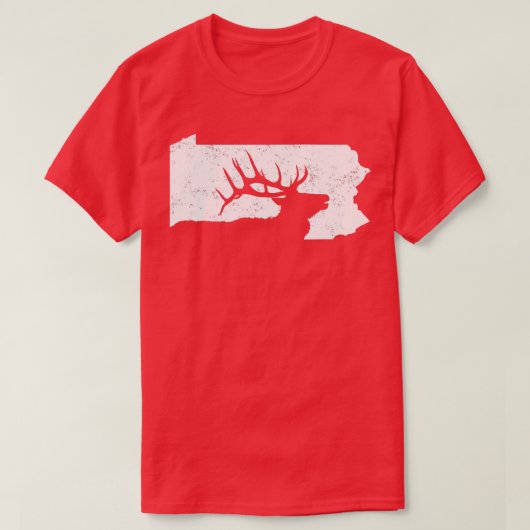Pennsylvania Elk Hunting Bull Elk PA State Shape T-shirt (Design voorkant)