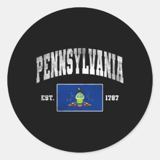 Pennsylvania Est 1787 PA vlag versleten Ronde Sticker