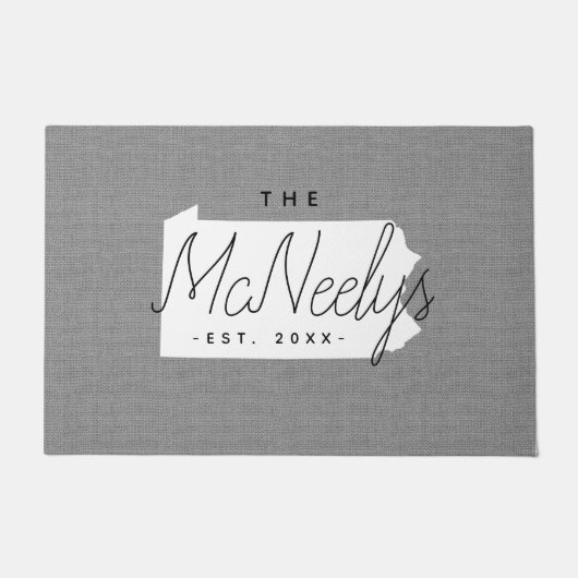 Pennsylvania Family Monogram State Doormat Deurmat (Voorkant)