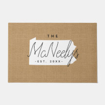 Pennsylvania Family Monogram State Doormat
