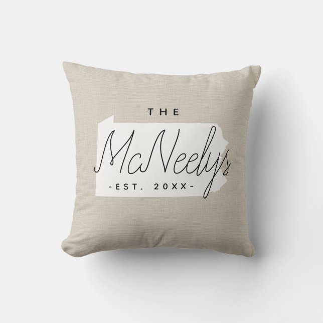 Pennsylvania Family Monogram State Sierkussen (Voorkant)