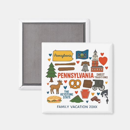 Pennsylvania Family Trip Keepsake Custom Magnet (Voorkant / Achterkant)
