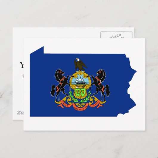 Pennsylvania Flag Map Briefkaart (Voorkant / Achterkant)