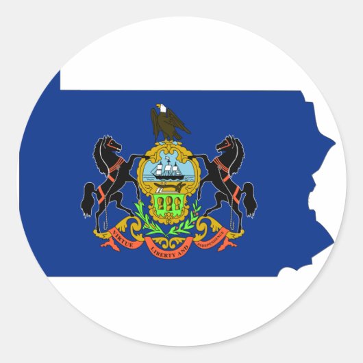 Pennsylvania Flag Map Ronde Sticker (Voorkant)