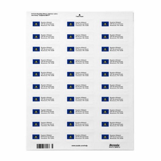 Pennsylvania Flag Return Label (Full Sheet)