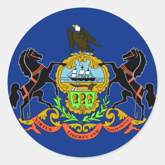 Pennsylvania Flag Ronde Sticker (Voorkant)