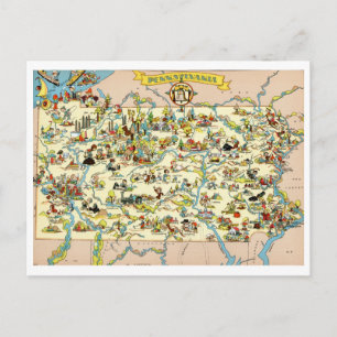 Pennsylvania Funny  Map Briefkaart
