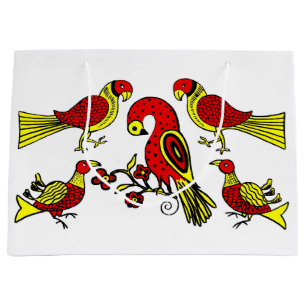 Pennsylvania German folk bird print Groot Cadeauzakje