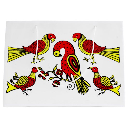 Pennsylvania German folk bird print Groot Cadeauzakje (Voorkant)