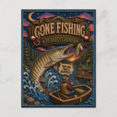 Pennsylvania Gone Fishing Muskellunge Briefkaart (Voorkant)