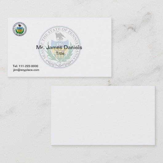 Pennsylvania Great Seal Visitekaartje (Voorkant / Achterkant)