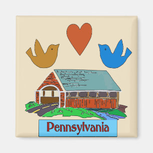 Pennsylvania Heart Bird, koloniale overdekte brug Magneet