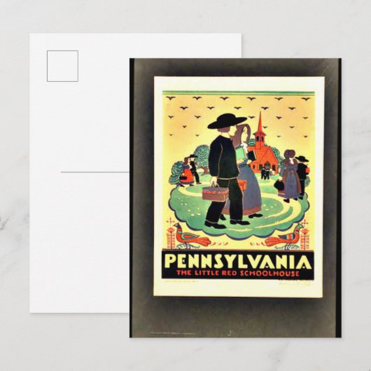 Pennsylvania, het kleine rode schoolhuis briefkaart (Voorkant / Achterkant)